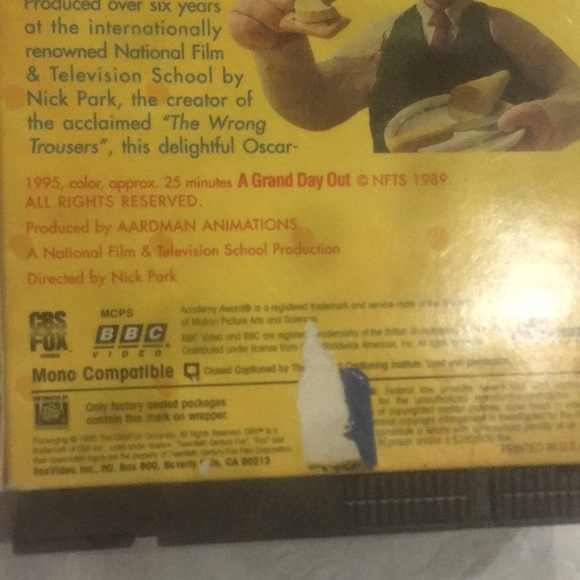 VTG. 1995 VHS#8287 Video Tape. WALLACE & GROMIT. A GRAND DAY OUT. - Picture 4 of 8